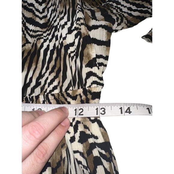 MUSE for Boston Proper One Shoulder Accordion Pleated Animal Dress Sz 14 - Picture 6 of 7